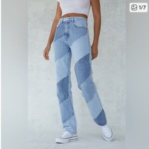 PAC SUN 90s Boyfriend Jeans Light Wash Patchwork Denim Size 24